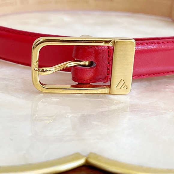 Liz Claiborne Red Leather Slim Brass Buckle Belt M main image 5